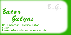 bator gulyas business card
