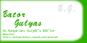 bator gulyas business card